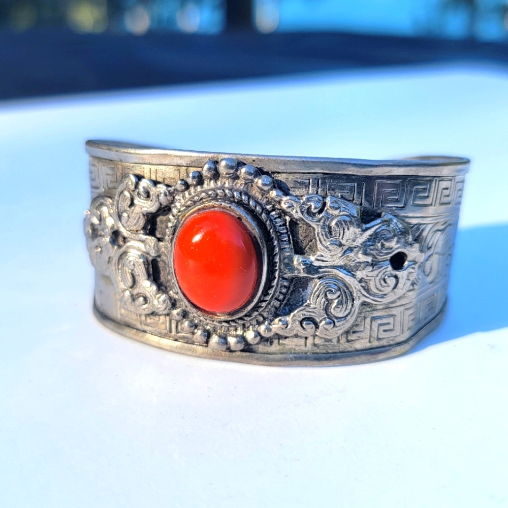 Aisan Silver and Coral Bracelet